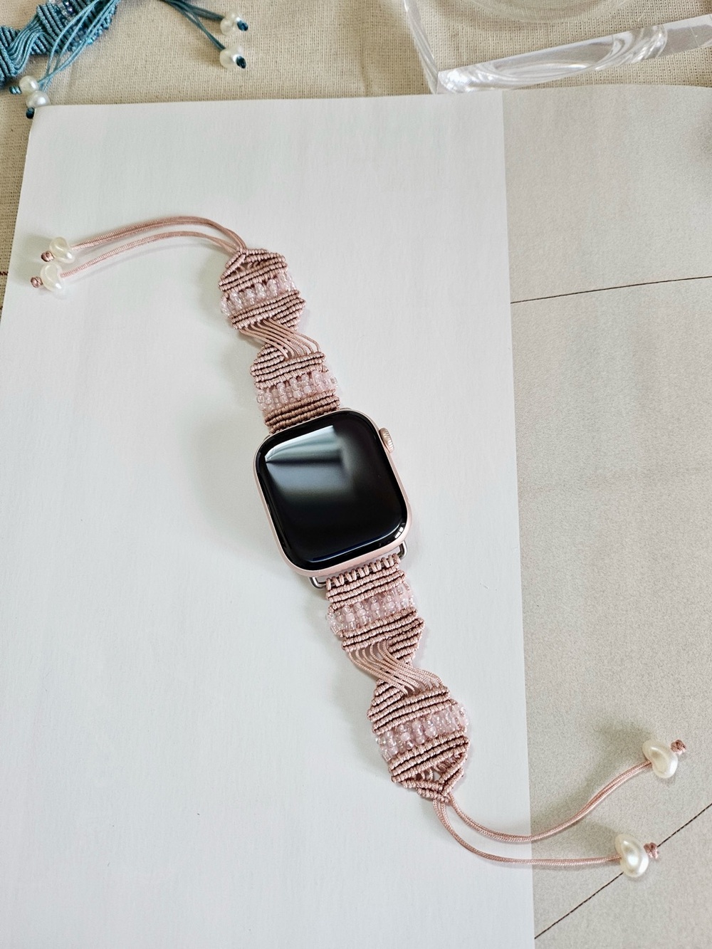 Apple Watch Band replacement-Macramé Strap Smartwatch (Pink)